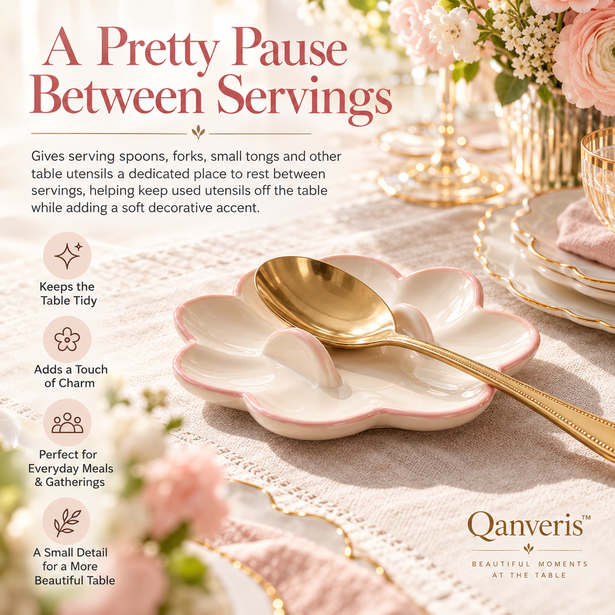 Qanveris™ PetalArc Serving Utensil Rest