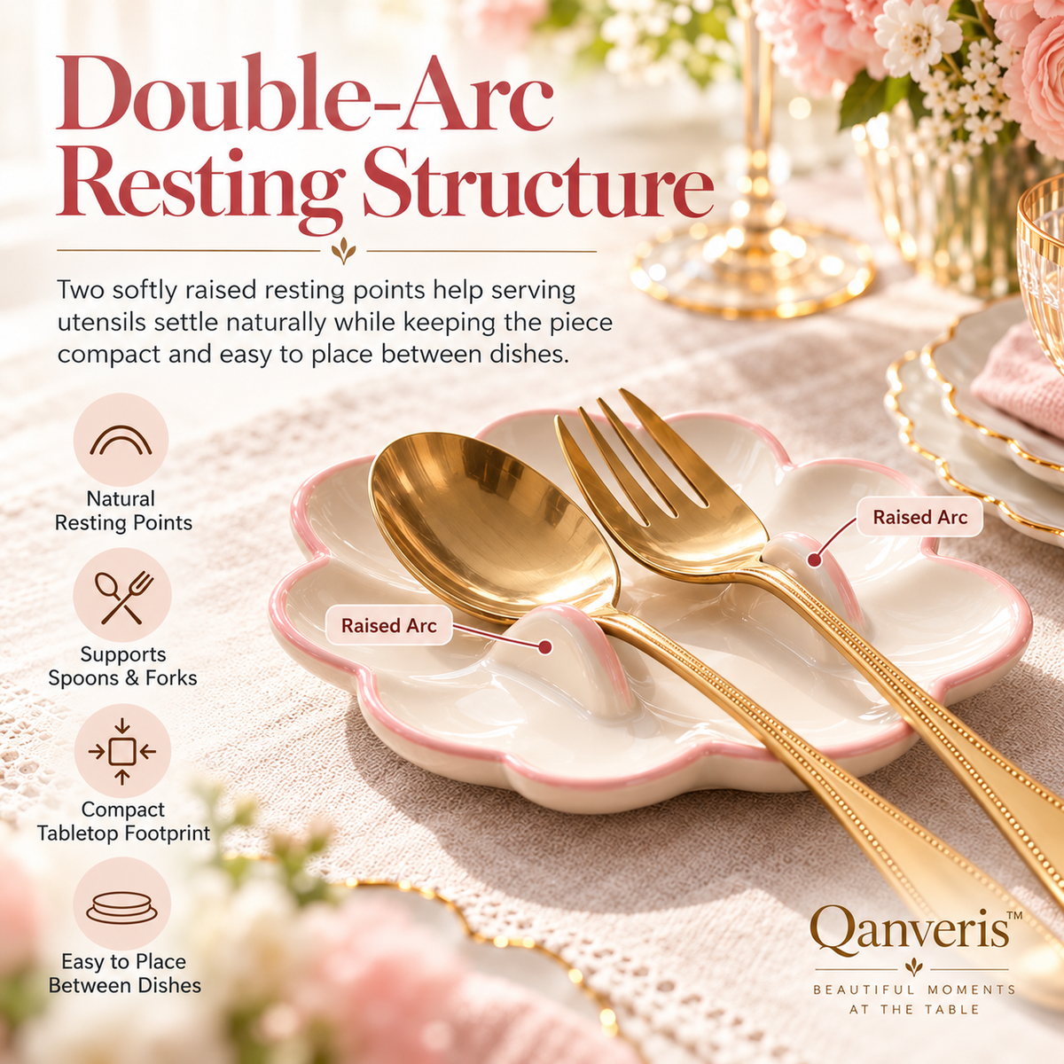 Qanveris™ PetalArc Serving Utensil Rest