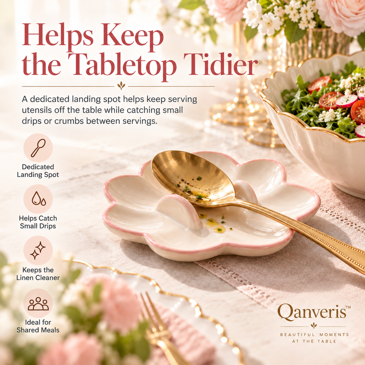 Qanveris™ PetalArc Serving Utensil Rest