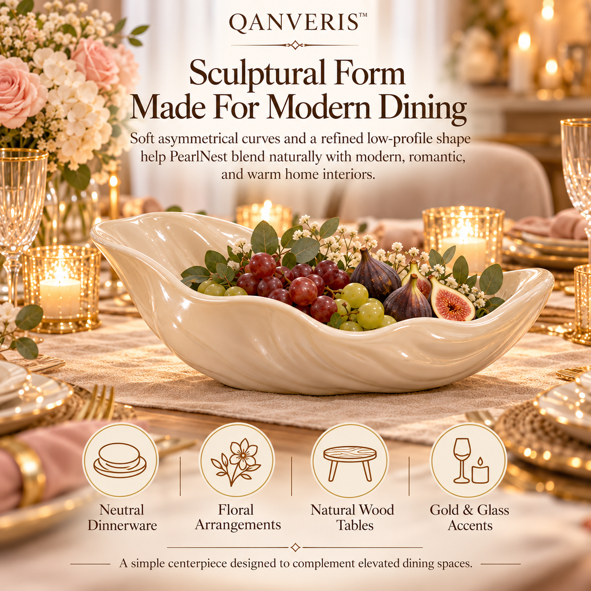 Qanveris™ PearlNest Tabletop Serving Bowl