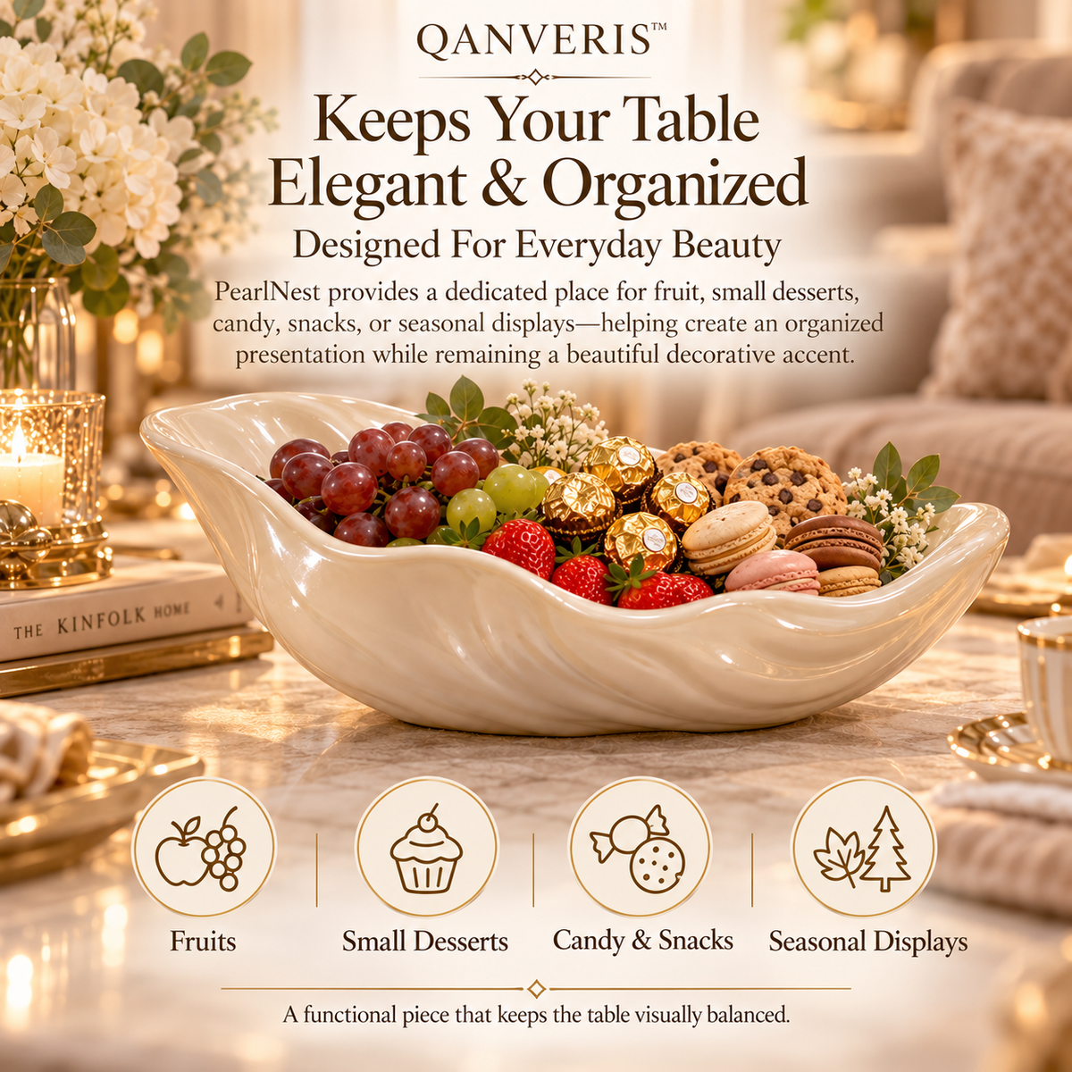 Qanveris™ PearlNest Tabletop Serving Bowl
