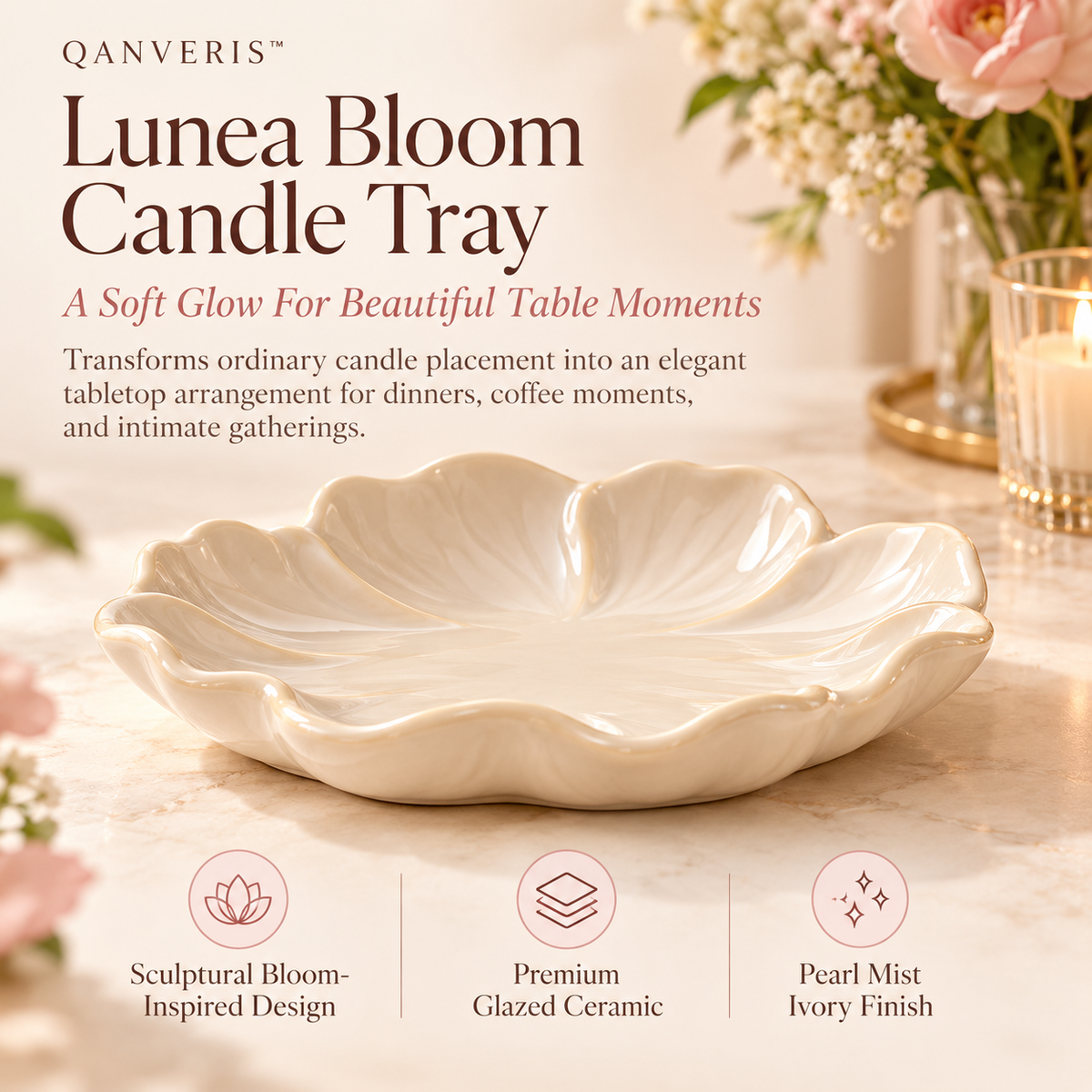 Qanveris™ Lunea Bloom Candle Tray