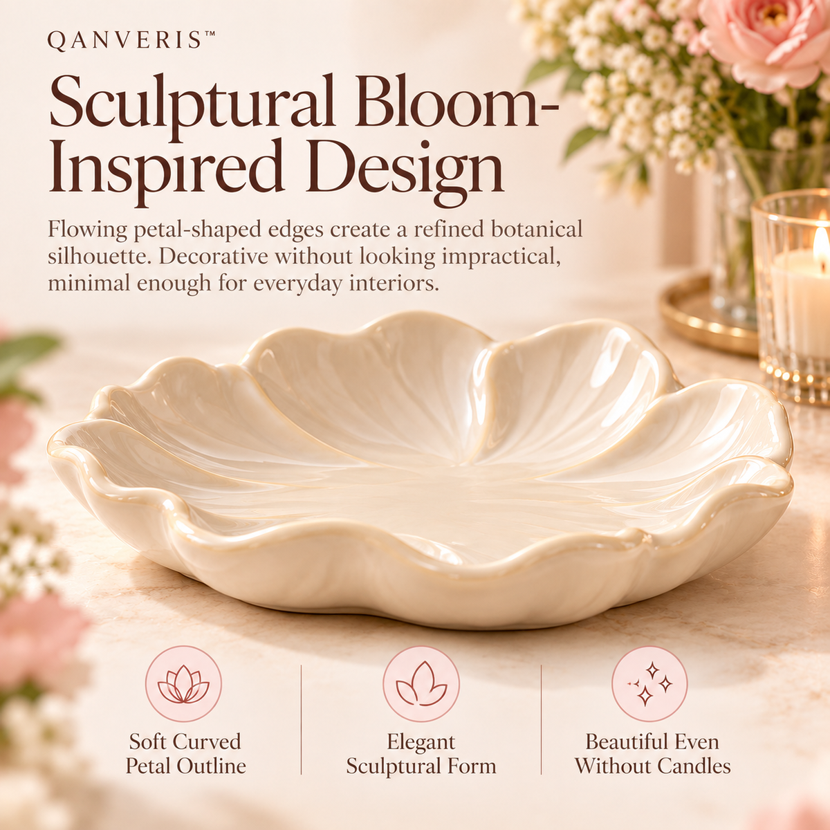 Qanveris™ Lunea Bloom Candle Tray