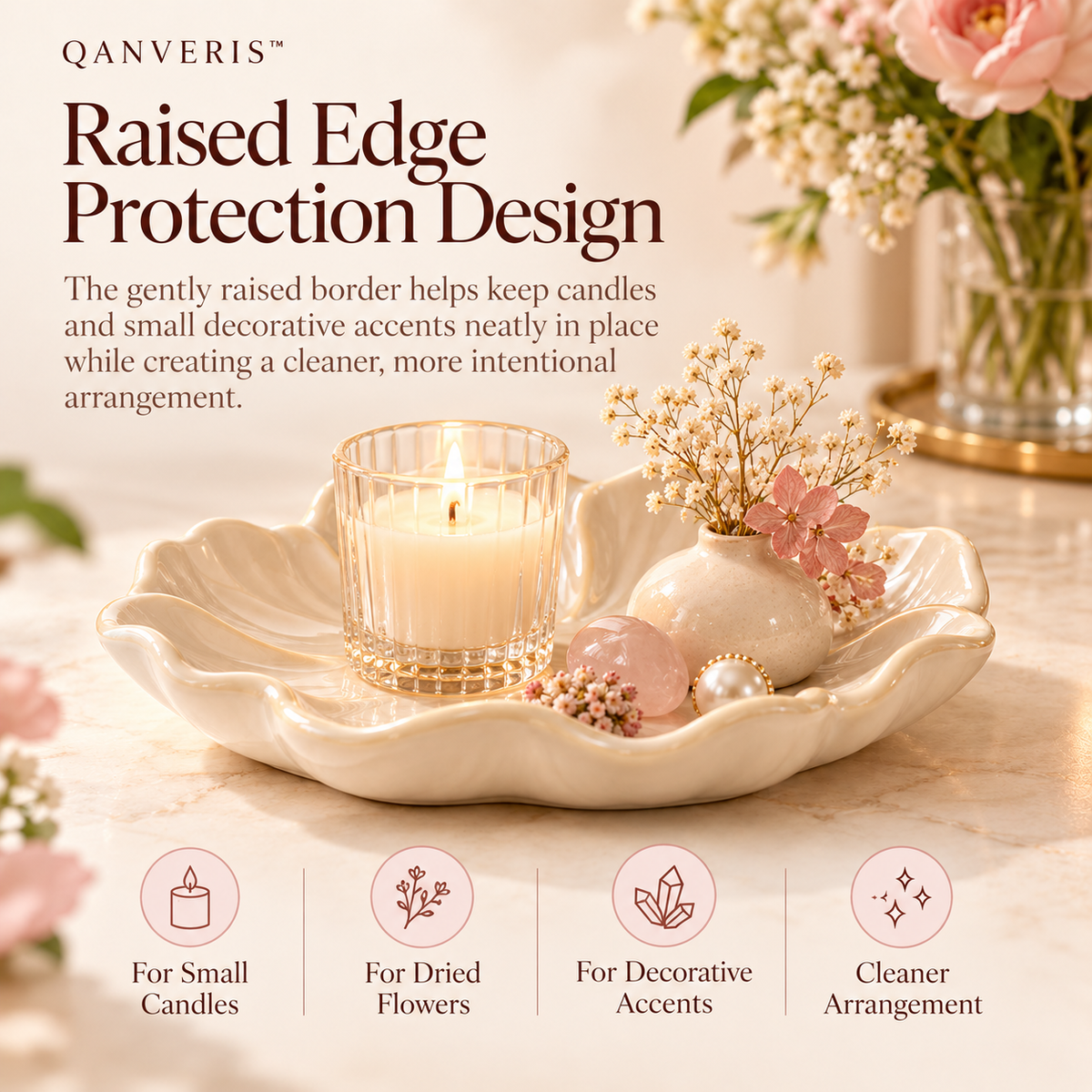 Qanveris™ Lunea Bloom Candle Tray