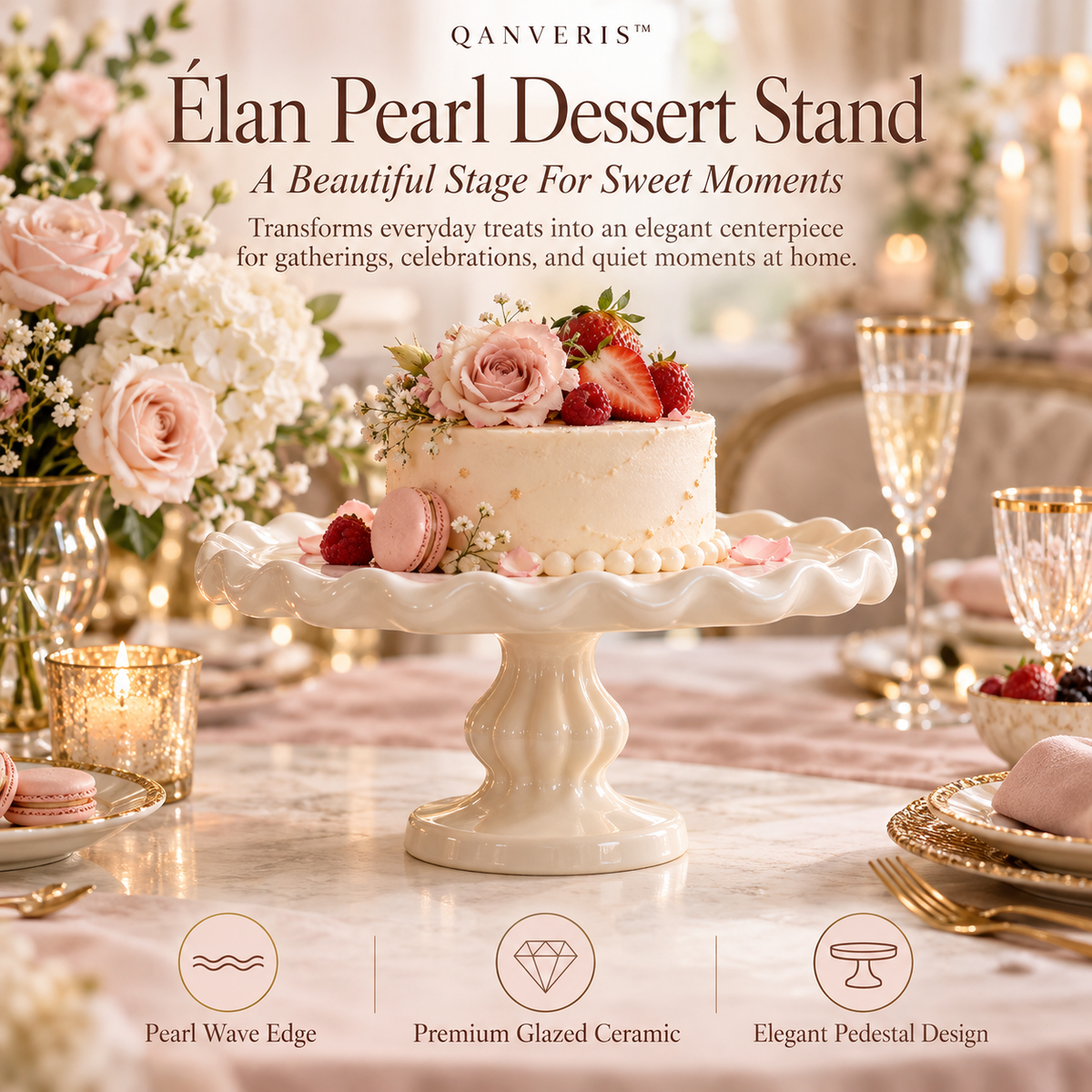 Qanveris™ Élan Pearl Dessert Stand