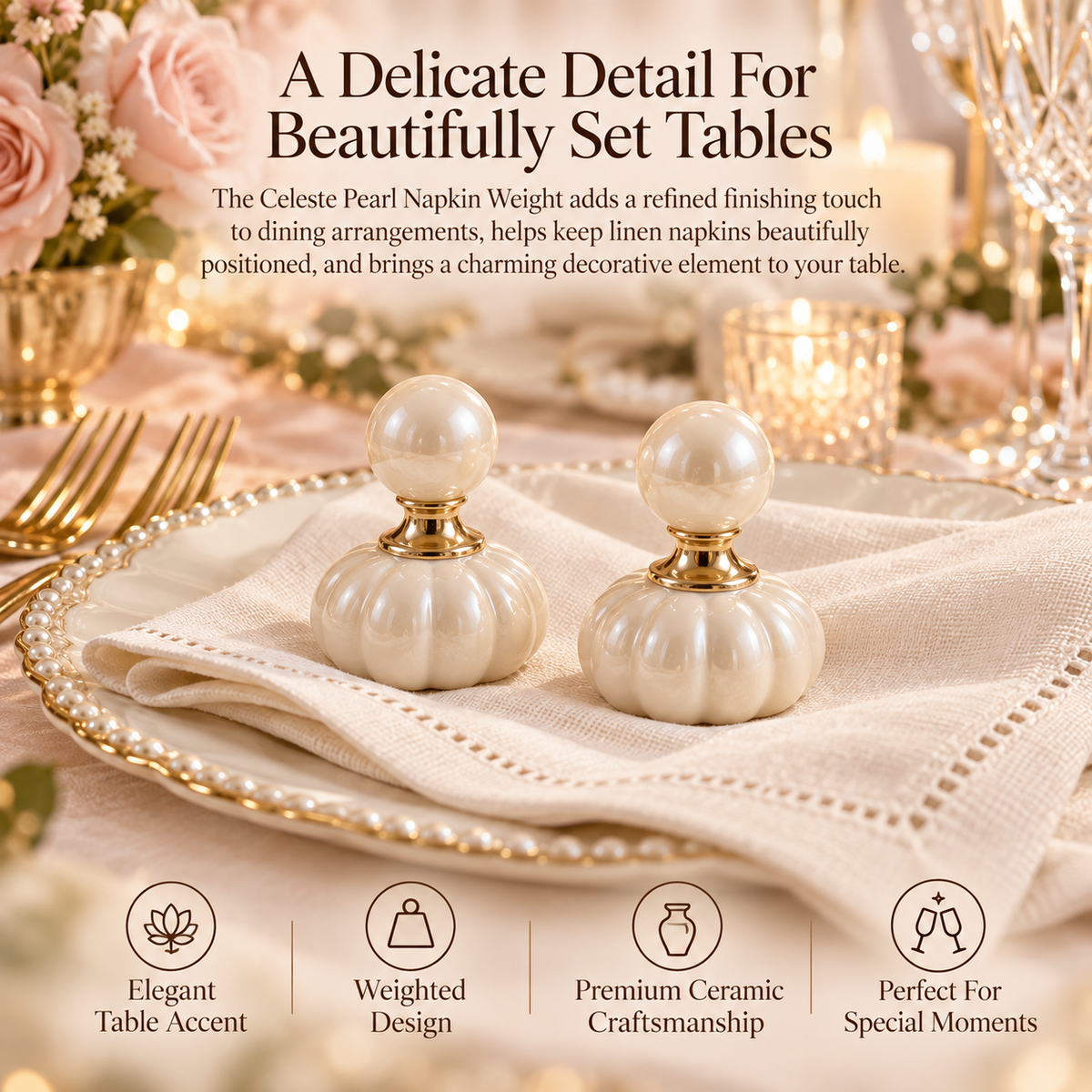 Qanveris™ Celeste Pearl Napkin Weight