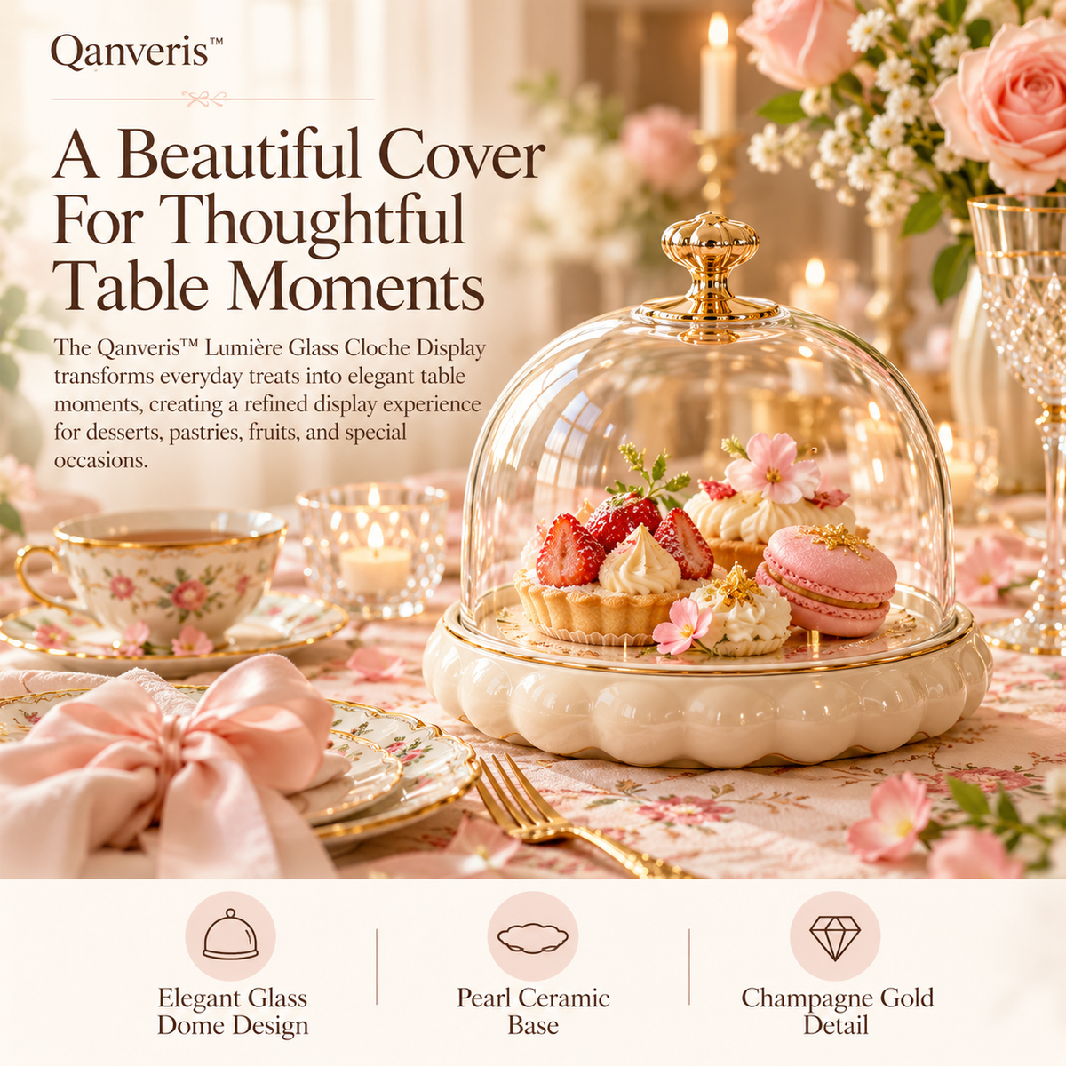 Qanveris™ Lumière Glass Cloche Display