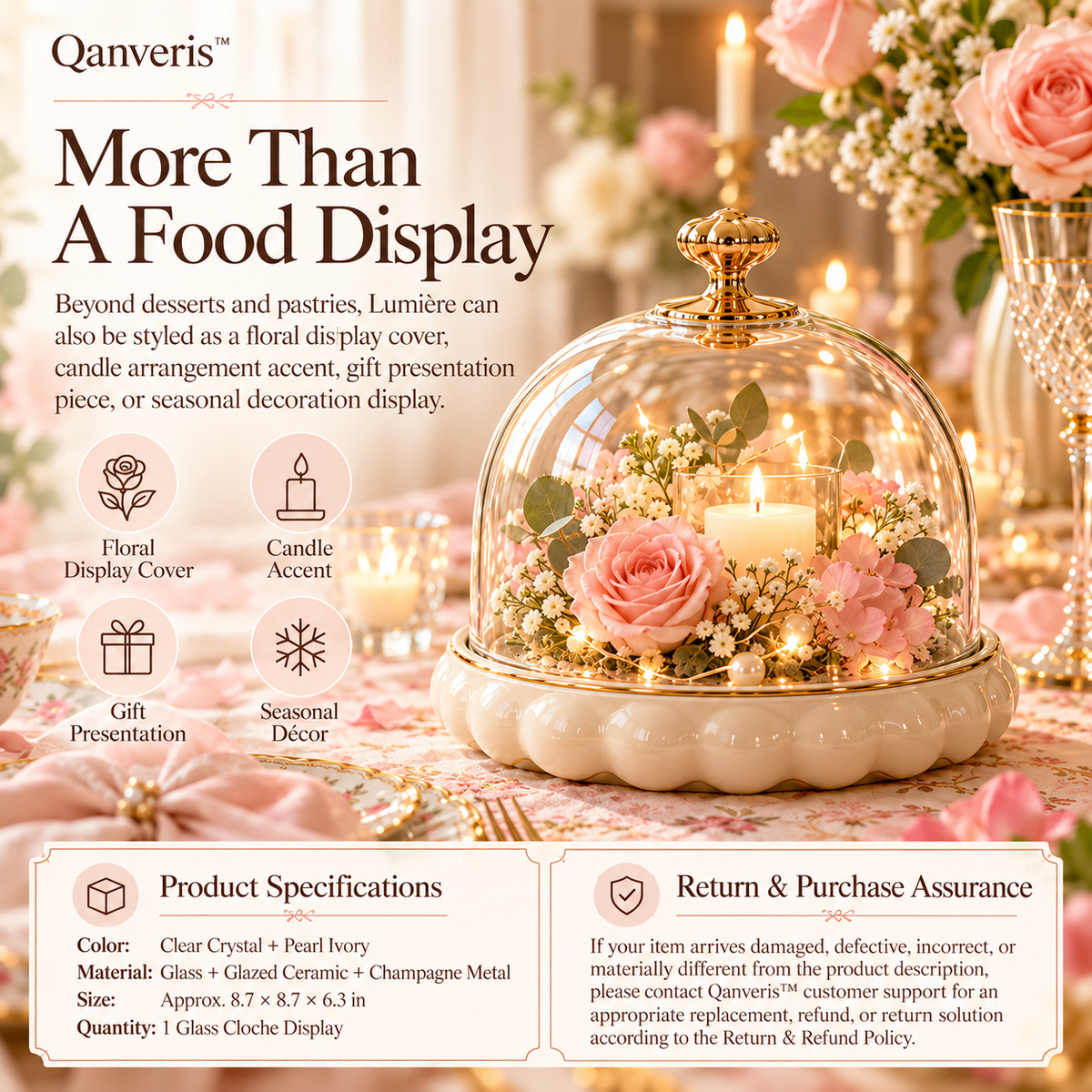 Qanveris™ Lumière Glass Cloche Display