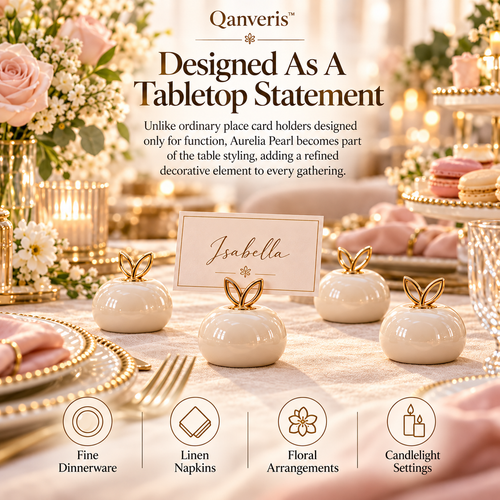 Qanveris™ Aurelia Pearl Place Card Holder Set