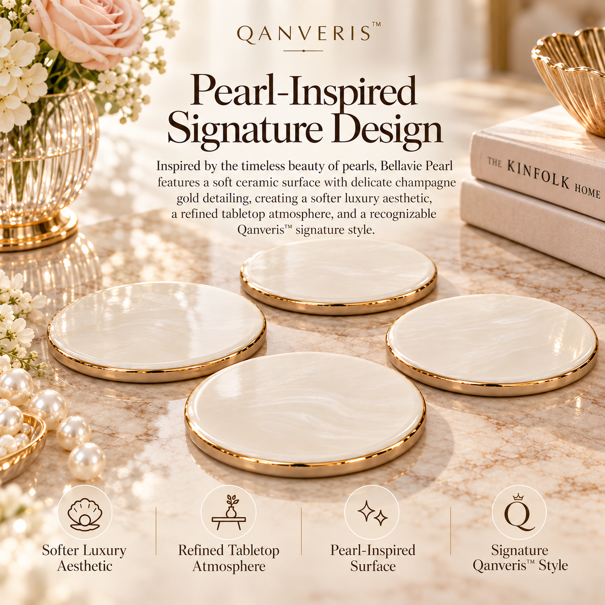 Qanveris™ Bellavie Pearl Coaster Set