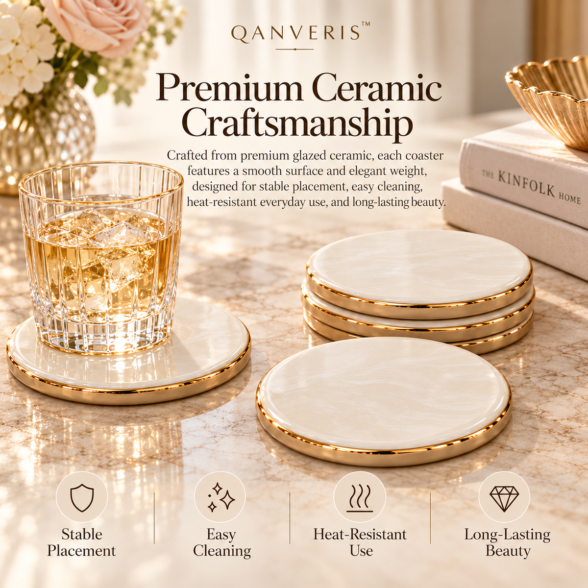 Qanveris™ Bellavie Pearl Coaster Set