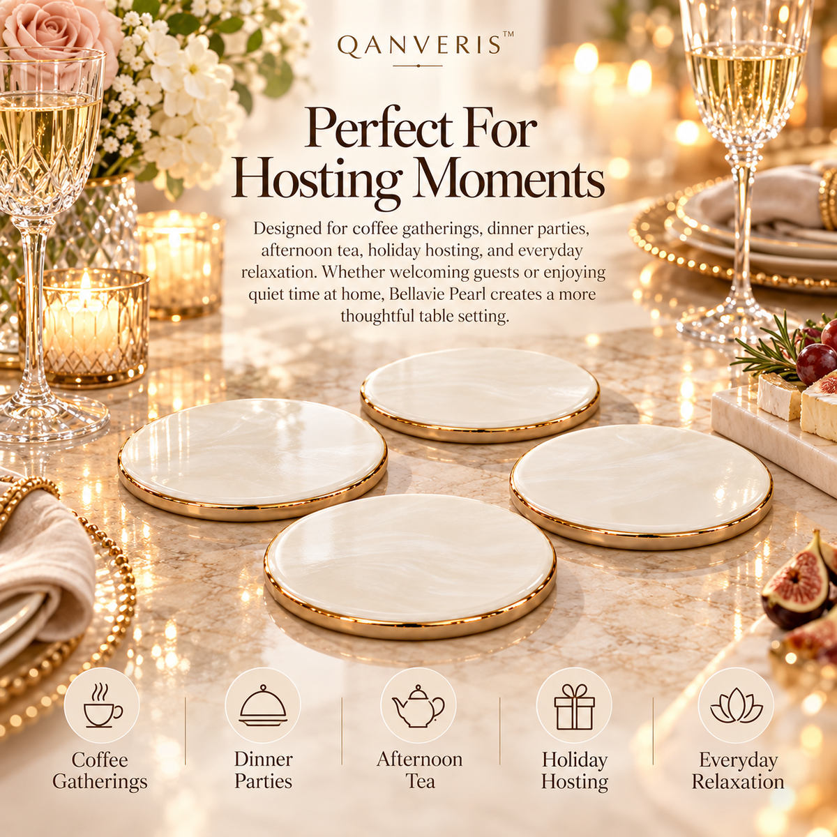 Qanveris™ Bellavie Pearl Coaster Set