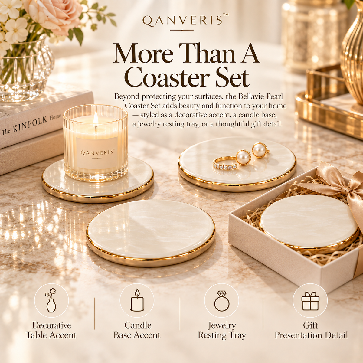 Qanveris™ Bellavie Pearl Coaster Set