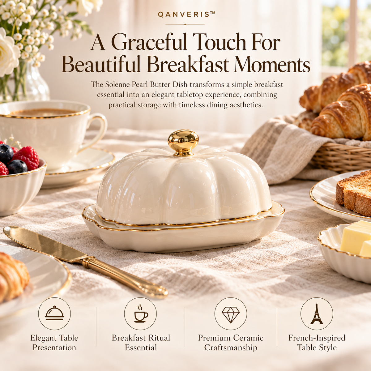 Qanveris™ Solenne Pearl Butter Dish