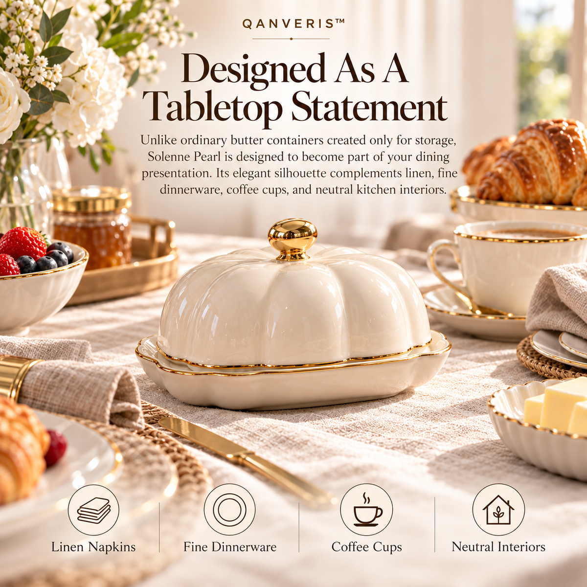 Qanveris™ Solenne Pearl Butter Dish