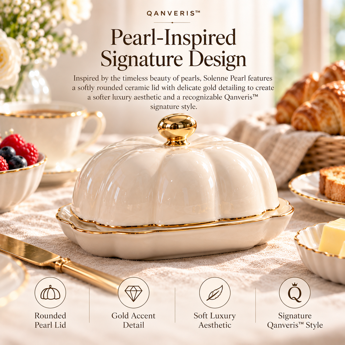 Qanveris™ Solenne Pearl Butter Dish