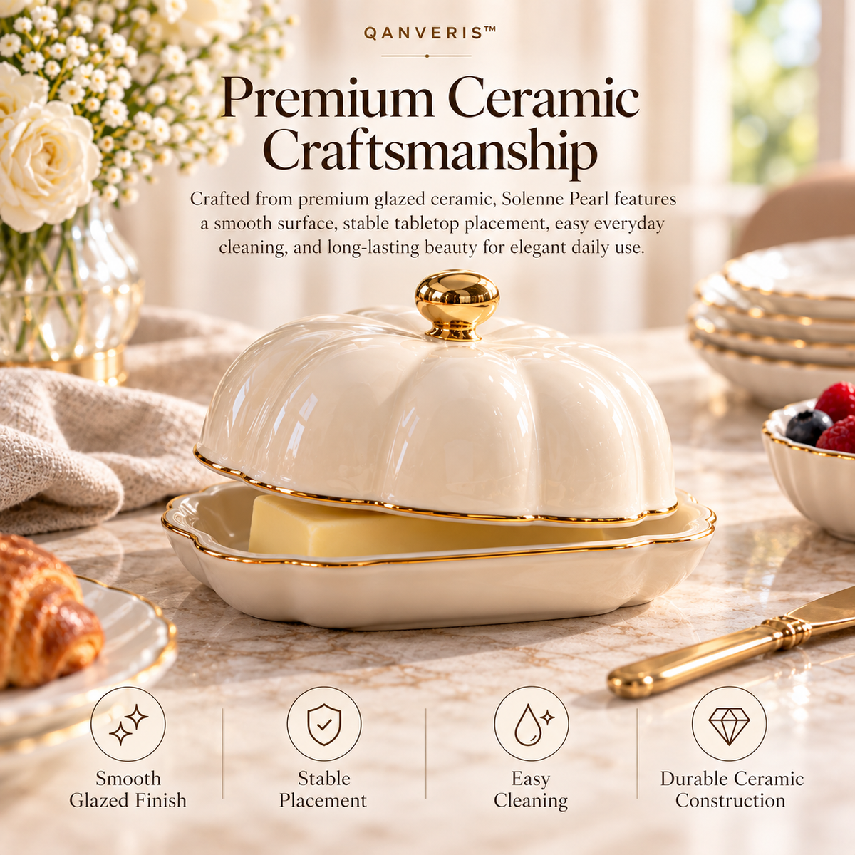 Qanveris™ Solenne Pearl Butter Dish