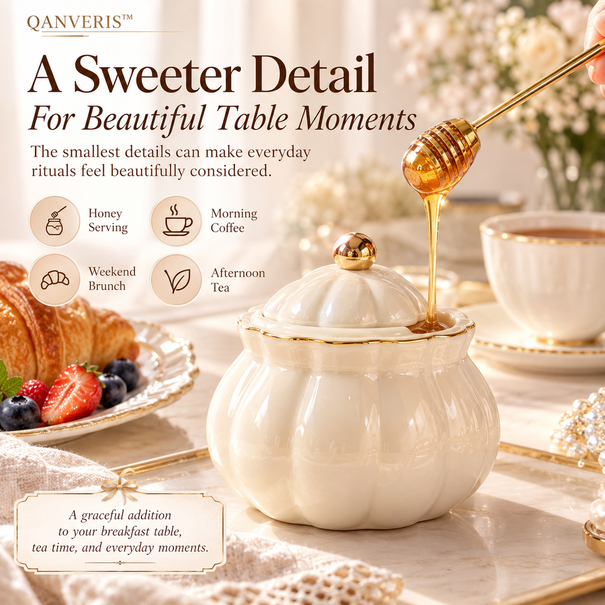 Qanveris™ Elara Pearl Honey Pot