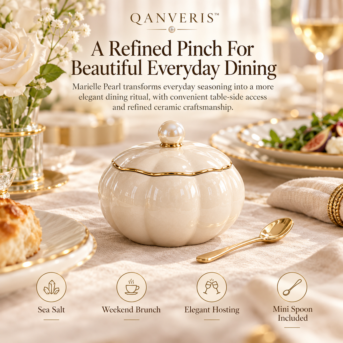 Qanveris™ Marielle Pearl Salt Cellar