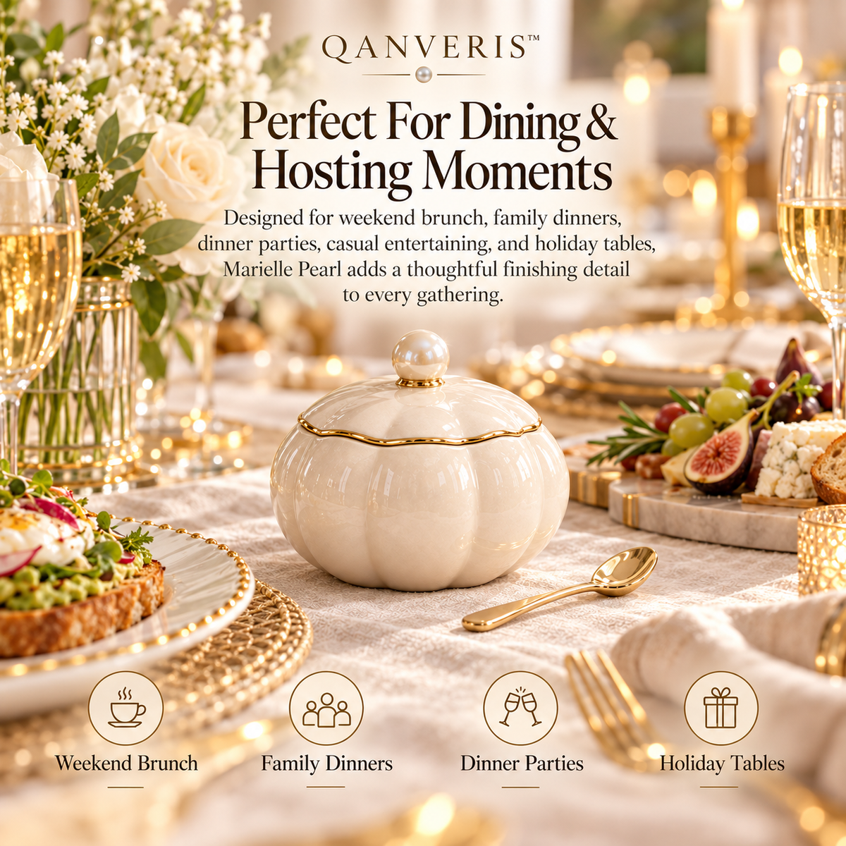 Qanveris™ Marielle Pearl Salt Cellar