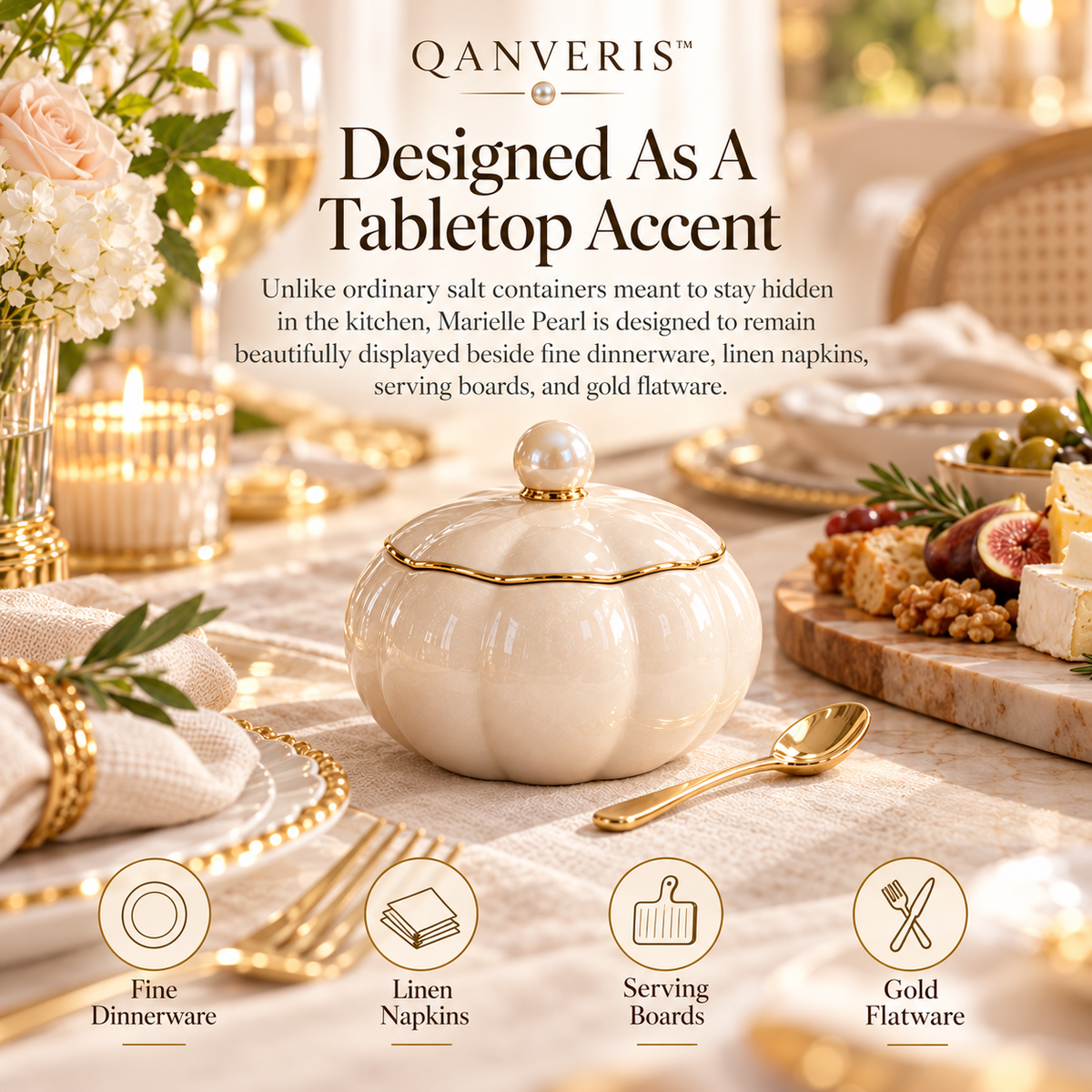 Qanveris™ Marielle Pearl Salt Cellar