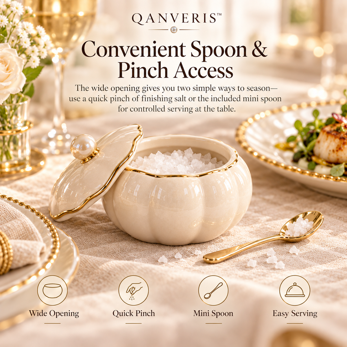 Qanveris™ Marielle Pearl Salt Cellar