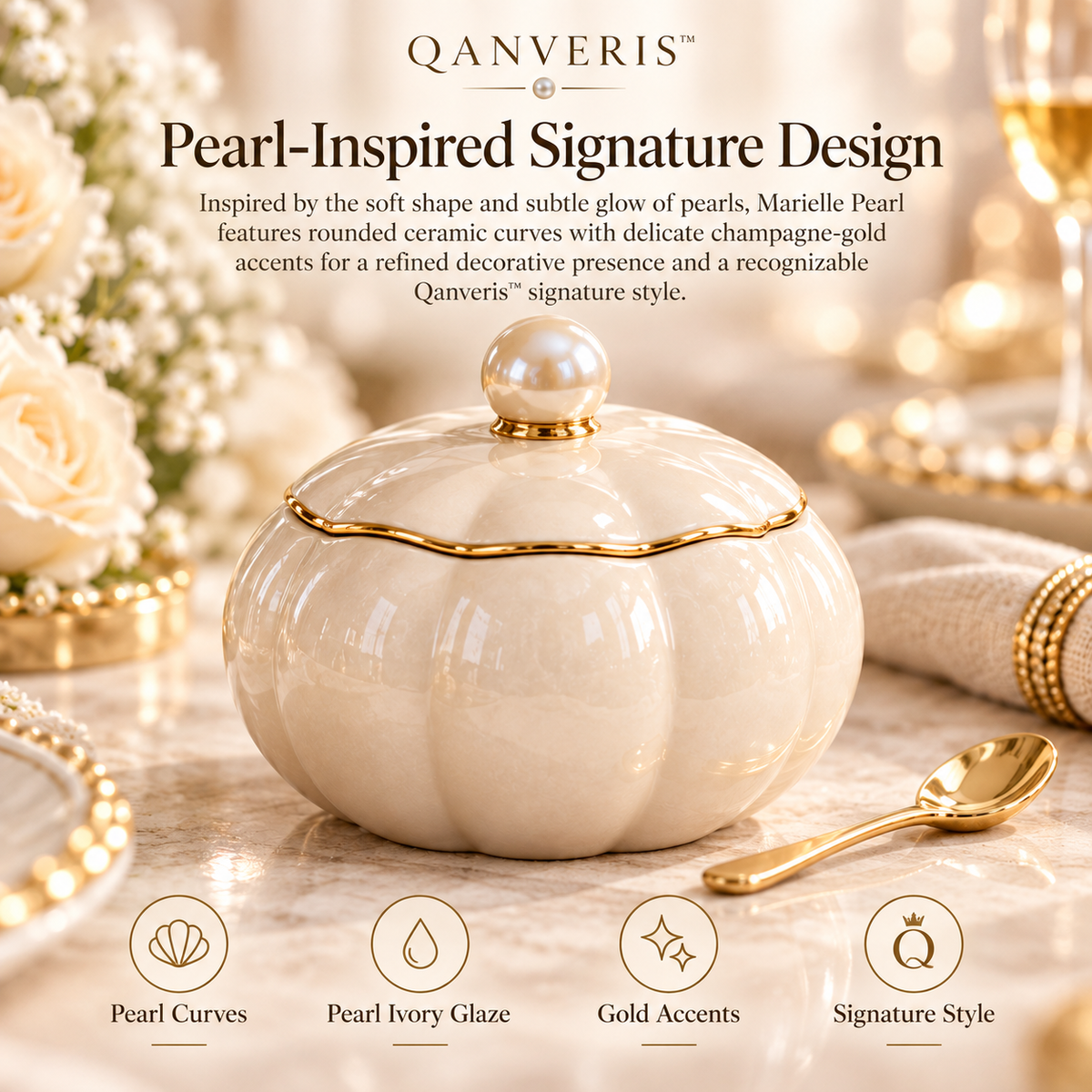 Qanveris™ Marielle Pearl Salt Cellar