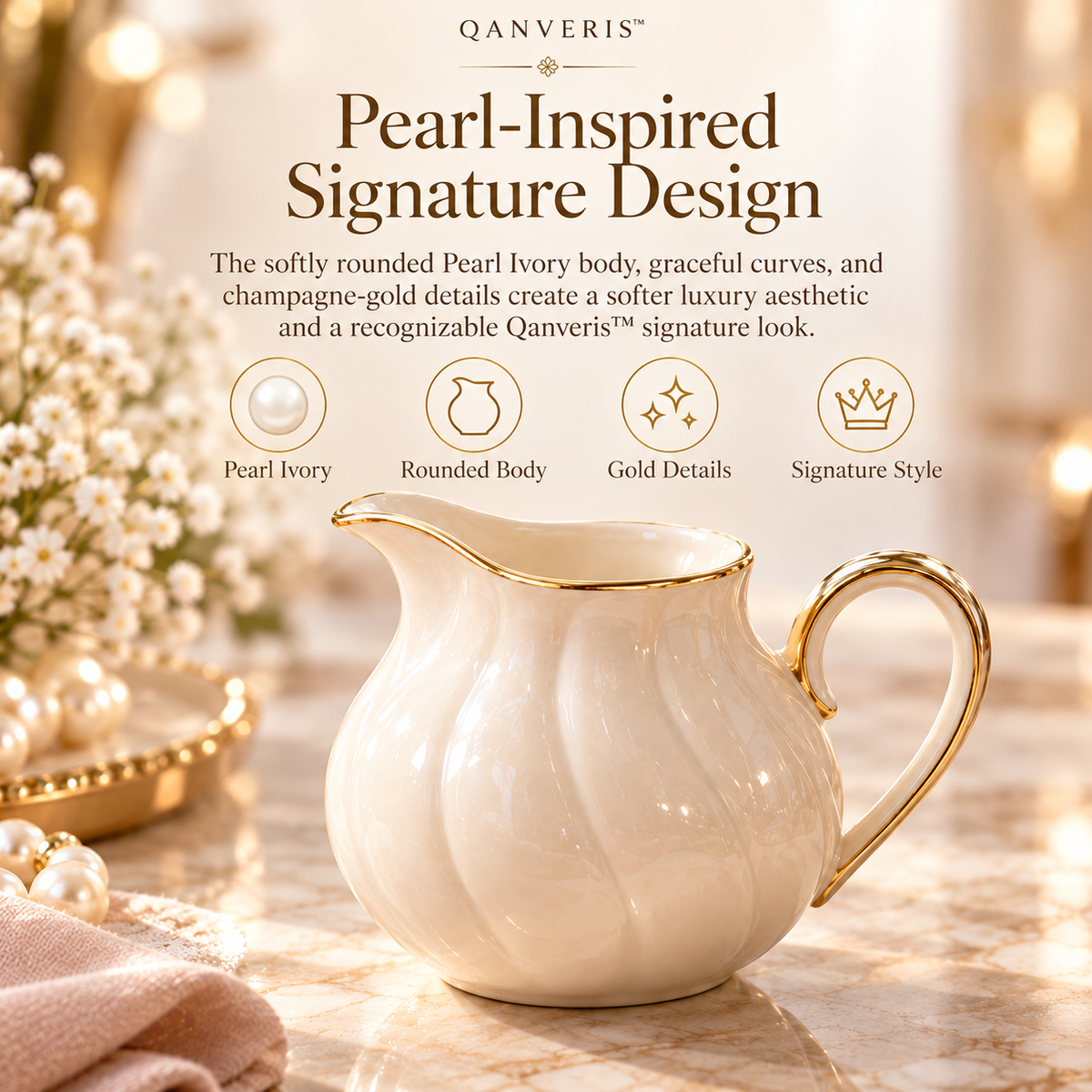 Qanveris™ Virelle Pearl Creamer Pitcher